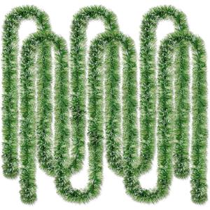Geosar 98 Feet Christmas Tinsel Garland Artificial Pine Holiday Soft Greenery Garland for Xmas Tree Garden Wedding Party Supplies Ceiling Stair Fireplace Decoration Indoor Outdoor(Green Frost Tip)