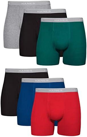 Hanes mens Underwear Boxer Briefs Pack, Cool & Breathable Cotton Moisture-wicking Underwear for Men, No Ride Up Size M
