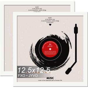 Fxojyvo Vinyl Record Frame for the Wall Display Album Cover, White 12.5 x 12.5 Frame for any 12 Inch LP Record with Cover - 2 Packs/White