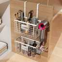 Voldra 2 Pack Hair Dryer Holder Cabinet Door, Adhesive Hair Tool Organizer Wall Mount Adjustable Height Blow Dryer Holder Under Sink for Flat Curling Iron, Hair Brush and Straightener (White)