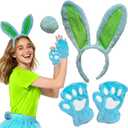 Kirei Sui Blue Bunny Ears Headband & Tail Costume for Halloween Party Accessories Adults Women