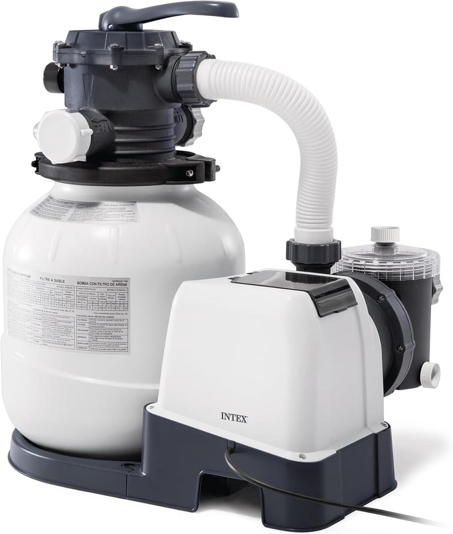 INTEX 2,100 GPH Krystal Clear Sand Filter Pump for Above Ground Pools, Swimming Pool Pump with Automatic Timer - Improved Circulation, Filtration, & Clarity