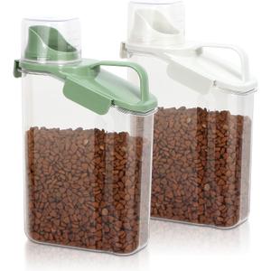 TBMax Rice Container Cereal Storage Container 2 Pack, Kitchen Pantry Dry Food Storage Holder with Easy-Pouring Spout & Handy Cup, Small Pet Dog Cat Food Dispenser for Daily Feeding