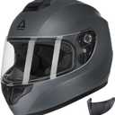 TRIANGLE Motorcycle Helmets Full Face Motorcycle Helmet for Men & Women with Tinted and Clear Visor Meet Dot Approved (Small, Matte Gray)