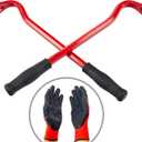 Small Angled Pry Bar Short Crow Bar Wrecking Bar Red with Handle Nail Puller Remover Heavy Duty (2)