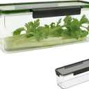 Celery Keeper for Refrigerator, Upgraded 3cm Deeper BPA-Free Vegetable Storage Container with Reinforced Locking Lid, Leakproof Durable PP Food Storage Bin for Kitchen