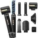 Blow Dryer Brush 7inONE, 110000RPM High-Speed Negative Ionic Hair Dryer with Diffuser Concentrator, Curling Iron Hair Straightener Round Brush Blow Out Magic Styler, Volumizing Air Styler