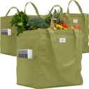 Nook Theory 3 Pcs Reusable Grocery Bags - Heavy Duty Canvas Bags, Large Reusable Shopping Bag, Picnic, 100% Cotton (Sage)