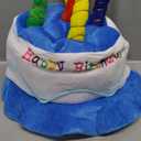 Novelty Place Blue Plush Happy Birthday Cake Hat - Unisex Adult Size Fancy Dress Party Hats - Perfect as Party Favors, Costume Accessories - Cake & 5 Multicolor Candles