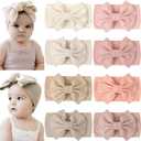 CLLOT 8 Colors Super Stretchy Soft Knot Baby Girl Headbands with Hair Bows Nylon Head Wrap For Newborn Baby Girls Infants Toddlers Kids