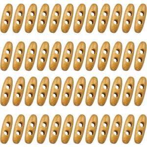 5 x uxcell 50Pcs Wood Toggle Buttons, 30mm/1.2" Double Holes Olive Shape Sewing Wood Buttons Sweater Coats Buttons for DIY Coat Sweater Clothing Accessories, Coffee