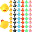 Teling 200 Pcs Mini Rubber Ducks in Bulk Yellow Tiny Baby Shower Ducks Float Squeak Bathtub Duckies Preschool Bath Toy for Birthday Party Gift(Pink, Black, Red, Green, Yellow, Blue)