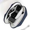 E-Tree Makeup Bag Travel Toiletry Bag Half Moon Small Make up Pouch Cosmetic Case Organizer Cute Waterproof for Girls Women Travel Essentials Toiletries Accessories (Navy Blue)