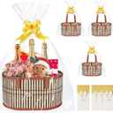 4 Set Baskets for Gifts Empty Large Woven Bamboo Gift Baskets Kit with Ribbons, Gift Bags & Gift Cards for Birthday, Baby Shower & Housewarming Wrapping