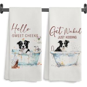 Funny  Dog Hand Towels, Hello Sweet Cheeks Bathroom Decor, Dog Gifts Decorative Hand Towels for Bathroom Washroom Restroom, 16x24 Inch Set of 2