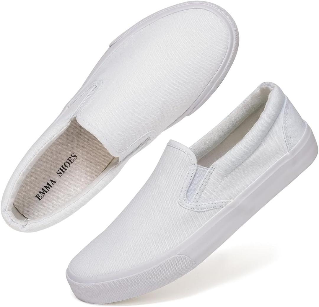 Emma Shoes Low-Top Slip Ons Women's Fashion Sneakers Casual Canvas Sneakers for Women Comfortable Flats Breathable Padded Insole Slip on Sneakers Women Low Slip on Shoes 7.5