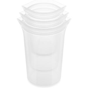 Zip Top Reusable Food Storage Bags | 3 Cup Set [Frost] | Silicone Meal Prep Container | Microwave, Dishwasher and Freezer Safe | Made in the USA