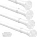 4pack Spring Tension Rods 18-36 Inch Adjustable White Tension Rod Spring Rod Extendable Short Curtain Rod Spring Loaded Curtain Rods Tension Rod for Curtains,Closet,Kitchen