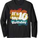 10th Birthday Shirt It's My 10th Birthday 10 Year Old Boy Long Sleeve T-Shirt S