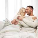 Bedsure GentleSoft Sherpa Fleece Blanket Queen Size for Bed, Non-Heated, Thick and Warm Throw for Women and Men, Soft Fuzzy Plush Queen Blanket for Spring, Cream, 90x90 Inches