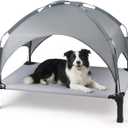 Heeyoo Elevated Dog Bed with Removable Canopy, Portable Dog Cot with Sun Protection Shade Tent, Raised Pet Cooling Cot Bed for Dogs, 42in