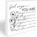 God Says You Are Wood Decorative Block - 5 Inches 6-Sided Painted Pine Wooden Decor - Christian Gifts, Inspirational Religious Gifts -Tabletop,Shelf, Home & Office Decorations (A05)