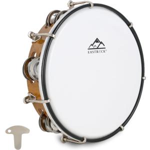 EASTROCK 8 inch Tambourine Adjustable for Adults Hand Held Plastic Tambourines Double Row Metal Jingles Percussion Musical Instrument 8 inch deep