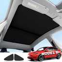 Tesla Model Y Roof Sunshades, 2 in 1 Ice Crystal Sunshade for Tesla Model Y 2021-2023 2024 with Triangular Sun Shades UV/Sun Protection Heat Insulation Non-Sag