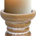 Pillar Candle Holder, Farmhouse Wood Candle Holder, Rustic Wooden Candle Stand, Vintage Small Wooden Candlestick Holders for Living Room, Table Centerpiece, Brown (4"H1PCS)