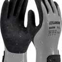 LANON Waterproof Winter Work Gloves, Double Latex Coated, Thermal Insulated Freezer Gloves for Cold Weather, Heavy Duty, Non-Slip Grip, Wrist Closure, Grey, 10/XL