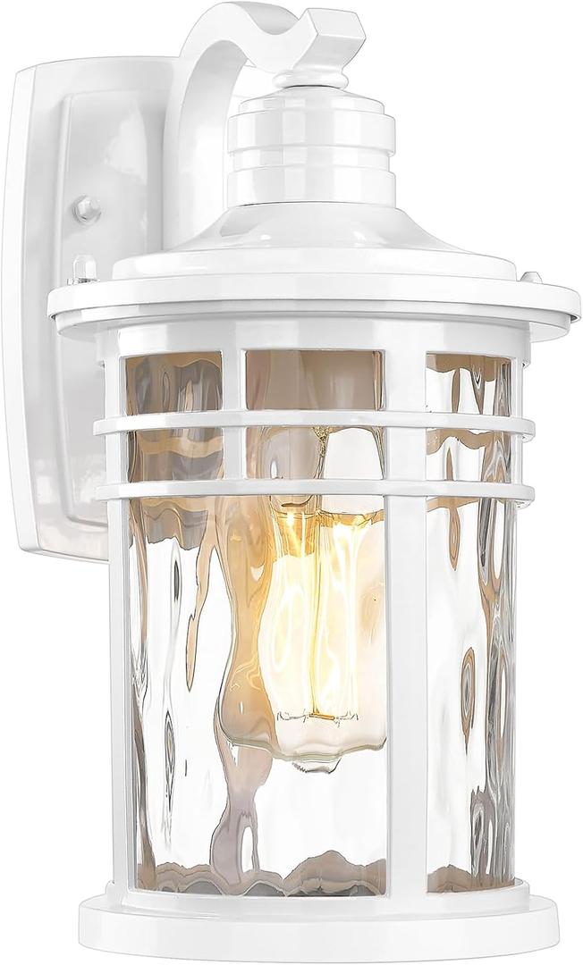 Darkaway Outdoor Wall Light Fixture,Outside Porch Lights Wall Mounted with Water Ripple Glass Exterior Waterproof Lantern Modern Wall Sconce Lighting for Front Door Yard Patio