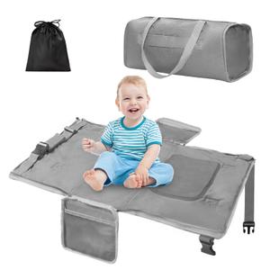 Toddler Airplane Travel Bed, Airplane Seat Extender for Kids, Plane Must Have for Toddlers, Baby Travel Essentials for Flying, Portable Travel Bag Foot Rest for Flights(Grey)