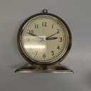 AYRELY 4-inch Battery Operated Alarm Clock Silent Analog Desk Clocks with Light Vintage Metal Table Clock for Living Room Shelf Bedside Home Decor (Gold)