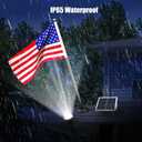 Solar Flag Pole Light, Flagpole Light Solar Powered Outdoor Bright LED 6000K Dusk to Dawn IP65 Waterproof with Bracket Clamp Fits 1.4-3 Pole Mount and Stakes for Ground Wall Mounting