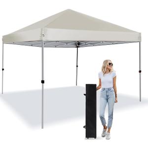 Pop Up Canopy Tent 8X8 FT,Easy Set-up Sade,Instant Shelter w/Canopy Cover,4 Ropes,Adjustable Straight Leg Heights Canopies,Outdoor Patio Tents for Parties,Commercial,Silver White