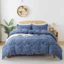 Softta Vintage White Paisley Pattern Blue Bedding Set Cal King Size Blue 3Pcs Duvet Cover Set Shabby Paisley Pattern Boho Bedding Collection 100% Double Layer Washed Cotton Red Simple Dark Blue