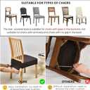 SearchI Stretch Dining Chair Seat Covers Set of 4, Soft Removable Washable Seat Covers for Dining Chairs, Dining Room Seat Cover Protector (Rear-Covered, Check Jacquard Khaki)