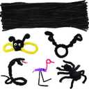 100 Pieces Pipe Cleaner Chenille Stem, Black Pipe Cleaners for Hair, Pipe Cleaners Set for DIY Arts Crafts Decorations (Black)