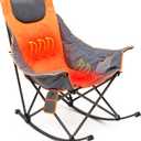SUNNYFEEL Oversized Heated Camping Chair, Folding Rocking Camping Chairs with Luxury Padded Recliner, Carry Bag, 500 LBS Heavy Duty for Lawn/Outdoor/Picnic/Patio, Portable Rocker Camp Chair (1 PC, Heated Orange)