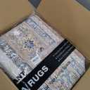 8x10 Area Rugs Living Room: Washable Boho Large Neutral Vintage Soft Rug Stain Resistant Distressed Farmhouse Non-Slip Indoor Floor Carpet for Bedroom Nursery Kids Office Dining Room- Beige Blue