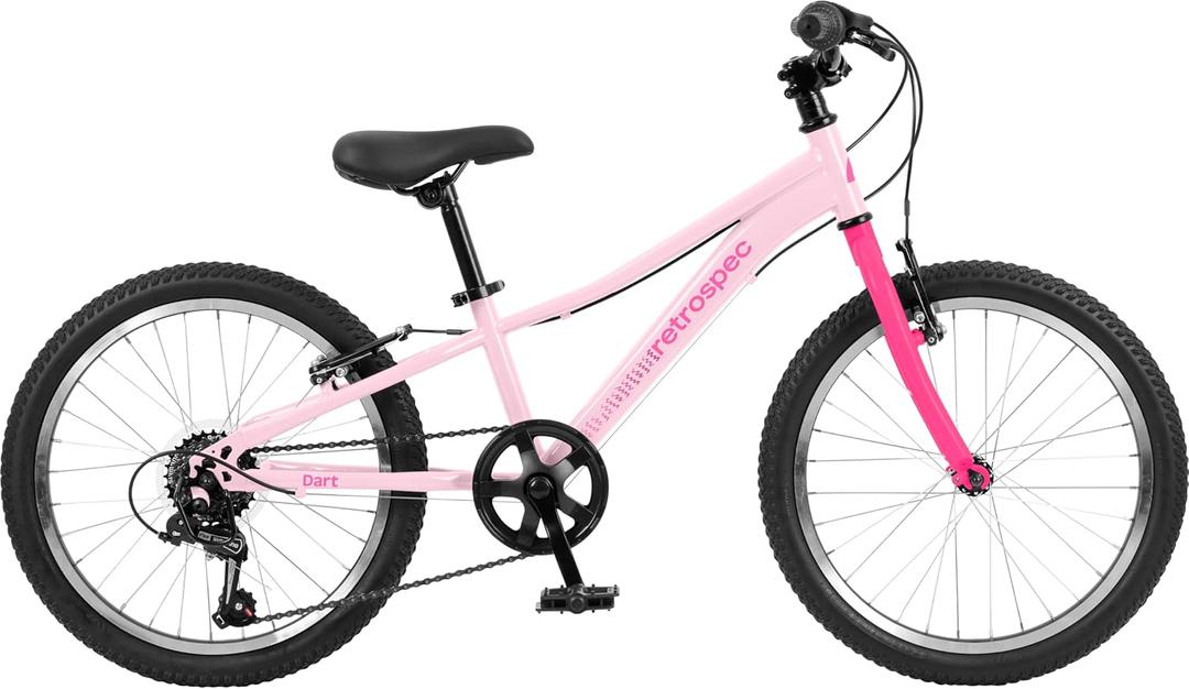 Retrospec Dart Kids Bike - 7-Speed Hybrid Bicycle for Ages 6-11 with 29in All-Season Tires & Shock Absorption - Adjustable Height Youth Bike with V-Brakes & Smooth Gear Shifting, Size: 20