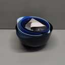 BoxedHome Nesting Plastic Mixing Bowl Set With Pour Spout, Microwave and Dishwasher Safe, BPA free Non-Slip Base, Set of 4 Size 1.7, 2.5, 3.5 and 4.5qt, Great for Prepping, Baking, Cooking (Dark Blue)