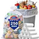 30 33 35 Gallon Clear Trash Bags, 250 Count High Density Garbage Bags, Made in USA, Recycling Trash Can Liners, Puncture-Resistant Plastic Waste Bags for Kitchens Yards Offices Commercial