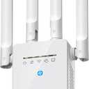 WiFi Extender Signal Booster, 2025 WiFi Repeater for Home, Internet Extender WiFi Booster with Ethernet Port, One Click Easy Setup