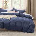 Bedsure Navy Blue Duvet Cover Twin/Twin XL Size - 2 Pieces Prewashed Cotton-Like Polyester Soft Bedding Set, Includes 1 Duvet Cover 68x90 Inches with Zipper Closure & 1 Pillow Sham, No Comforter