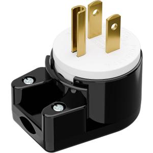 90 Degree USA Canada Male Plug, Plugrand Nema 5-15P 3 Pole Angle DIY Plug, 15A 125V USA 3Pin Right Angle AC Plugs, Nema 5-15P Angled Rewireable 12 Direction Male US 3Pole AC Connector, Black