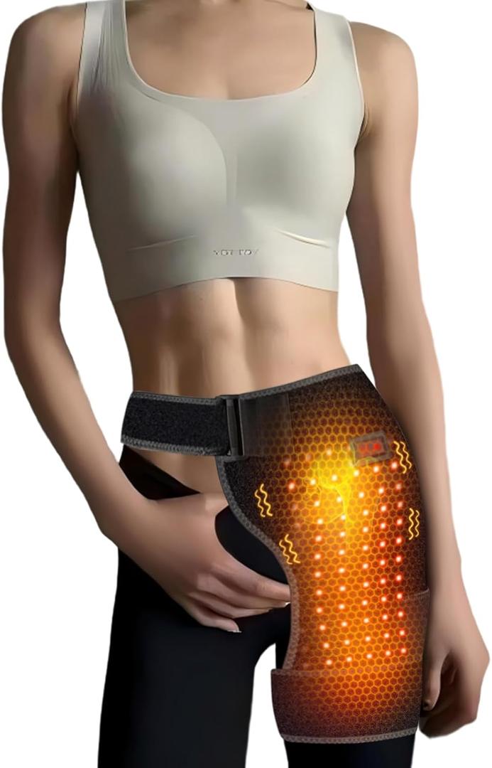 Hip Heating Pad for Pain Relief, Heating Pad for Hip & Sciatica Pain Relief Devices, Wearable Hip Massager with Heat, Thigh Massager and Sciatica Brace for Legs and Thighs