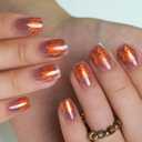 4 x CurvLife Fall Press On Nails Short Oval Maple Leaf Design Soft Gel Salon Quality False Nails Fake Nails with Glue, Long Lasting Daily Nail Tips for Women