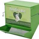 Metal Small Animal Feeder with Lid, Heavy Duty, Large Capacity Food Dispenser, Great for Rabbits, Guinea Pigs, Chinchillas and Other Small Animals (7.4 inch, Green)