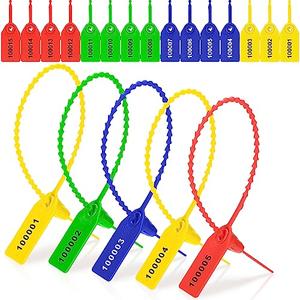 1000 Pcs Plastic Tamper Seals Fire Extinguisher Tags Security Tags Seals Safety Numbered Zip Ties Labels Safety Disposable Self Locking Signage 250 mm Length (Colorful)